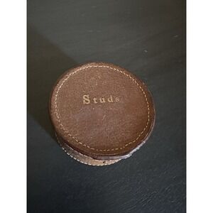 Vintage "Studs" Box, women's earrings, men's cuffs, Made From Pigskin In England